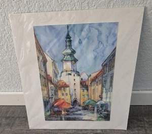 Painting Print Matted Michael's Gate Bratislava Signed 2006 - Picture 1 of 8