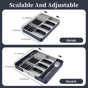 Expandable Cooking Utensil Organizer / Tray Cutlery Silverware Flatware Holder - Picture 1 of 9