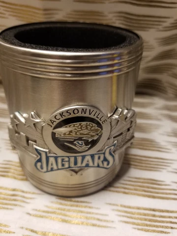 Jacksonville Jaguars Insulated Stainless Steel Can Cooler Coozie (Flames) NCAA Cover