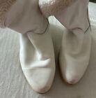 Vintage Blondo Boots Womens 7 White Leather Shearling Lined Mid Calf Pull On