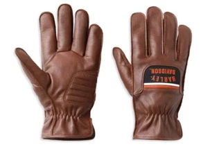HARLEY-DAVIDSON MEN'S LEATHER GLOVES BROWN HARLEY DAVIDSON HAMPTON GLOVES SIZE L - Picture 1 of 9