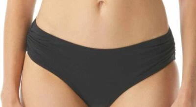 Michael Kors ESF11236 Shirred Iconic Solids Bikini Swim Bottoms, MD, Black - Image 1 of 2
