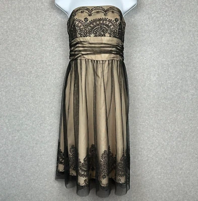 Vestido de novia David sin tirantes 8 línea A cóctel cuentas negro tul imperio graduación Foto 1 de 4