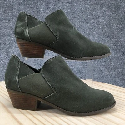 Me Too Boots Womens 9 M Zola Slip On Low Chelsea Ankle Bootie Green Suede Heels - Image 1 of 4