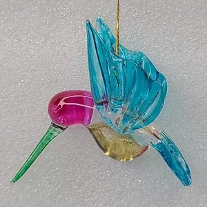 "Colibrì Soffiato a mano Vetro Soffiato a Sole Ornamento Colori Pastello 2,5" - Foto 1 di 16