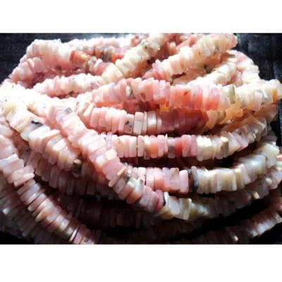 Cuentas Heishi cuadradas de ópalo rosa de 5 mm, Heishi cuadrado de ópalo rosa, Heishi plano de ópalo rosa Foto 1 de 4