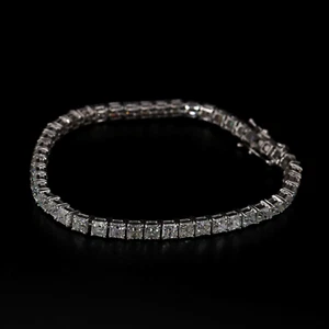 14K White Gold Over Princess Cut Lab Created Diamond Women's Bracelet 5.00 Ct - Picture 1 of 1
