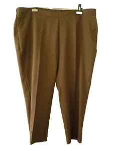 Ladies Size 24 L25 Brown Smart Casual Pull On Straight Leg Pleated Trousers - Picture 1 of 9