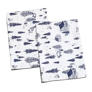Cuddl Duds, White with Blue Winter Scene Print Flannel Pillowcases, 1 Pair - Picture 1 of 4