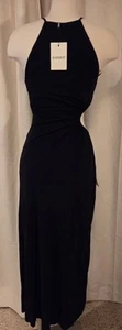 Vestido de Noche Bardot Con Cintura Recortada, Escote Halter Tanga, Talla 4 - Imagen 1 de 10