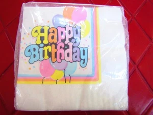 Vintage HAPPY BIRTHDAY Pastel RAINBOW BALLOONS Paper NAPKINS- 1980's - Imagen 1 de 2