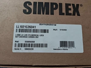 kaba Simplex - LL1021C26D41 - L1000 LH Cylindrical lock Key Override Corbin 26D - Picture 1 of 2