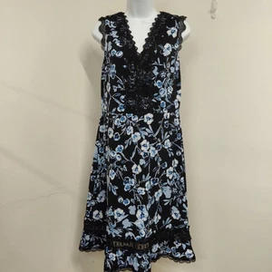 Vestido Karl Lagerfeld Paris Para Mujer Talla 10 Negro y Azul Floral Vaina Crochet... - Imagen 1 de 16