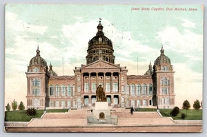 Des Moines Iowa~State Capitol w/Domes~Soldier Statue~Renaissance Revival~1908 - Picture 1 of 2