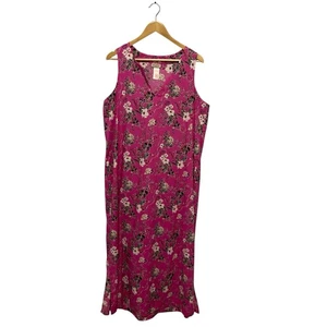 Pigiama testa letto rosa floreale camicia da notte senza maniche maxi taglia L 100% cotone - Foto 1 di 8
