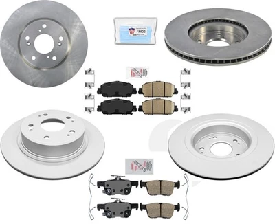 Front & Rear Coated Brake Rotors & Brake Pads For 2018-2022 Honda Accord EX - Image 1 of 4