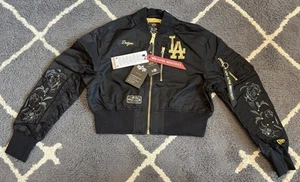 New Era Alpha Industries MLB LA Los Angeles Dodgers Cropped Bomber Jacket w/tags - Picture 1 of 10