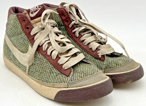 NIKE HARRIS TWEED W/ LEATHER SIZE 8 SHOES MADE IN THAILAND GREEN & BROWN - Picture 1 of 14