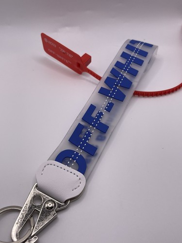 OFF WHITE Portachiavi da polso trasparente e blu reale bianco sporco cinturino Y2K