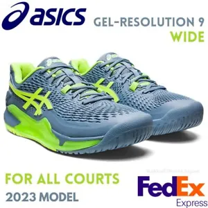 Asics Men's Tennis Shoes GEL-RESOLUTION 9 WIDE 1041A376 400 Steel Blue  NEW!! - Picture 1 of 8