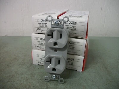 PASS & SEYMOUR LOT OF 6 GRAY DUPLEX RECEPTACLES CR20-GRY 20AMP 125VOLT NIB Foto 1 de 2