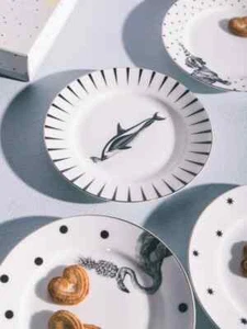 Anthropologie Plate YVONNE ELLEN Side TRENT DOLPHIN Butterfly Black Gold NWT - Picture 1 of 4