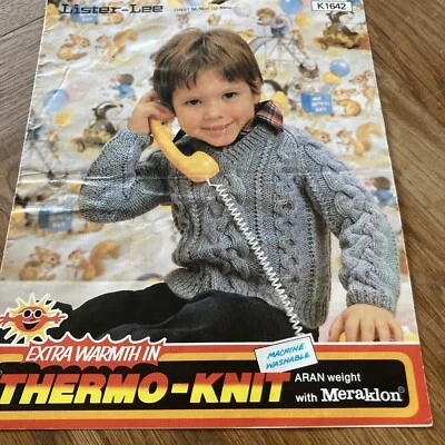 Lister Lee Target Knitting Pattern K1642 Child's Aran  Sweater Vintage Original - Image 1 of 4