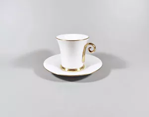 HEREND, GOLD & WHITE (QH-OR) COFFEE CUP & SAUCER, HANDPAINTED PORCELAIN ! (I220) - Picture 1 of 12