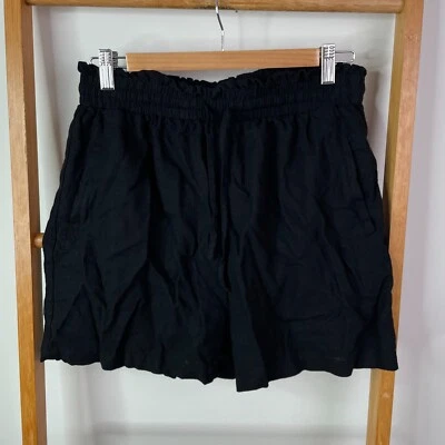 Pantalones Cortos Dotti Para Mujer 12 Negros Mezcla de Lino Bolsa de Papel Bolsillos con Cordón Informales Foto 1 de 4