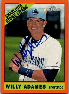 2015 Topps Heritage Minors #136 Willy Adames Orange /25 Autographed/Signed - Imagen 1 de 2