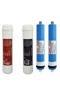 KIT FILTRI DEPURATORE ACQUA OSMOSI INVERSA linea PP SEDIMENTI CARBON + MEMBRANE - Foto 1 di 3