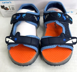 Carter's sandalo bambino Todd suola chiara sandalo squalo taglia 8 CS22G04B blu navy - Foto 1 di 6