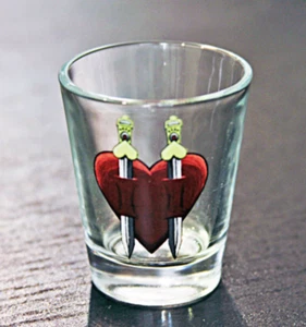 Hearts Haunted Casino Shot Glass Cards Swords - Picture 1 of 1