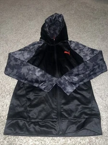 PUMA Boy's Youth Kids Digital Print Gray Camo Black Full Zip Hoodie XL - Picture 1 of 4