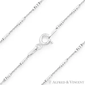 Collar de cadena italiana de plata esterlina 925 y rodio con cuentas y eslabón de cable pavimentado - Imagen 1 de 1