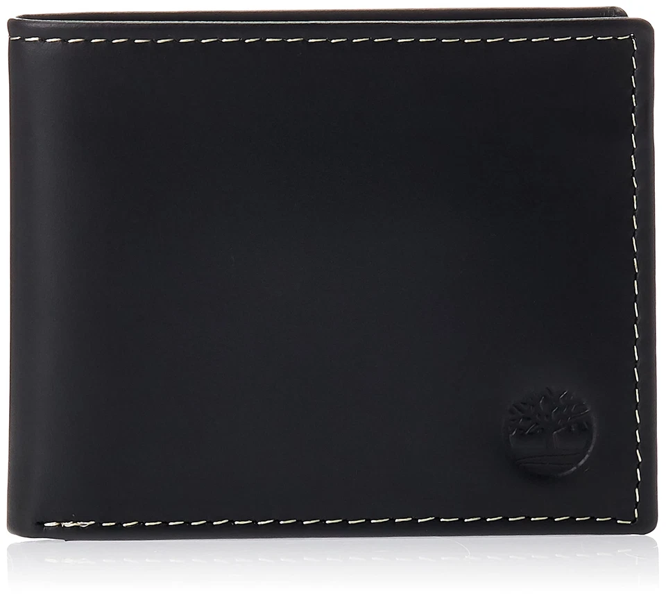 Timberland Men's Genuine Leather Hunter Passcase Wallet Black