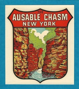 DE COLECCIÓN ORIGINAL 1948 COLOR DORADO "ABISMO APACIBLE" NUEVA YORK VIAJE AGUA CALCOMANÍA ARTE - Imagen 1 de 2