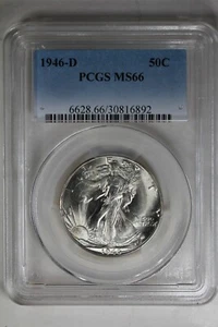 1946-D  .50  PCGS  MS 66    Walking Liberty,  Lady Liberty Half - Picture 1 of 2