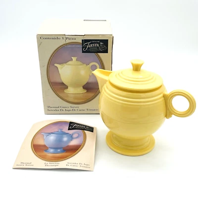 Fiesta Thermal Gravy Bowl Mantequilla Amarillo NUEVO EN CAJA Tiene capacidad para 16 oz. Tapa de tornillo 1998 Foto 1 de 4