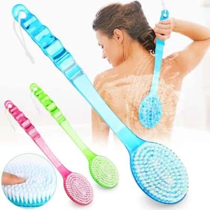 Long Handle Exfoliating Soft Bath Body Back Shower Brush Massage Skin Scrubber - Picture 1 of 14