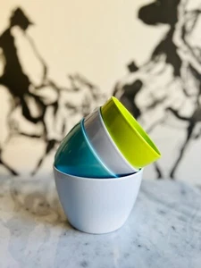 4TLG. SCHALENSET! RICE Melamingeschirr KINDERGESCHIRR Picknickgeschirr BLAU-GRÜN - Bild 1 von 6