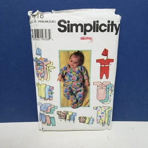 SIMPLICITY 7418 Babies & Preemies' Layette Infant Size PRM NB S M L Uncut - Picture 1 of 3