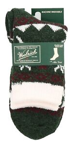 Slipper Sock Ladies Dark Green Deer Print With Aloe Vera Thick Knit Woolrich
