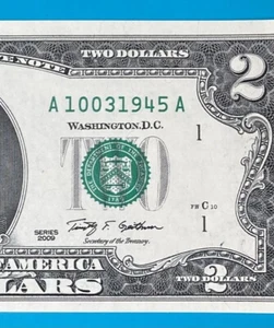October 3, 1945 / 10 March 1945 : A 10031945 A BIRTHDAY Note $2 Two Dollar Bill - Picture 1 of 3