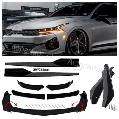Black Front Rear Bumper Lip Spoiler Splitter Kit Side Skirts For KIA K5 Forte Foto 1 de 4