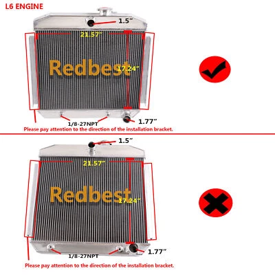 Radiador de 3 fileiras para 55 56 Chevrolet Two-Ten/One-Fifty Series/Bel Air 57 Del Ray - Imagem 1 de 4