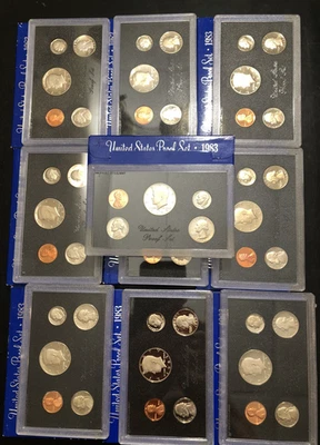 (10) 1983 US United States Mint Proof Sets 5 Coin Set - Lot of 10 - 50 Coins - Image 1 of 4