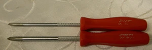 SNAP-ON 2PC RED MINI #0 PHILLIPS TIP #SDDP300 & #1 TIP #SDDP301 SCREWDRIVER SET - Picture 1 of 5