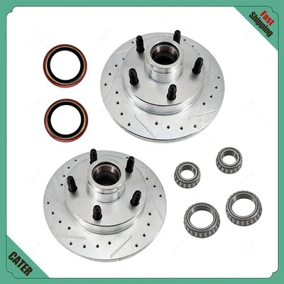 Kit de rotor de freno de disco perforado de 5x4-1/2 pulgadas y sello de rodamiento para Ford Mustang II 1974-79 Foto 1 de 4