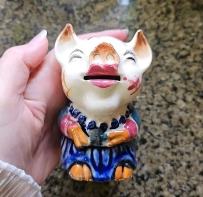 Vintage 40s/50s Small Anthropomorphic Girl Piggy Bank ♡ Kitsch ~ Slot In Mouth!! - Image 1 of 4